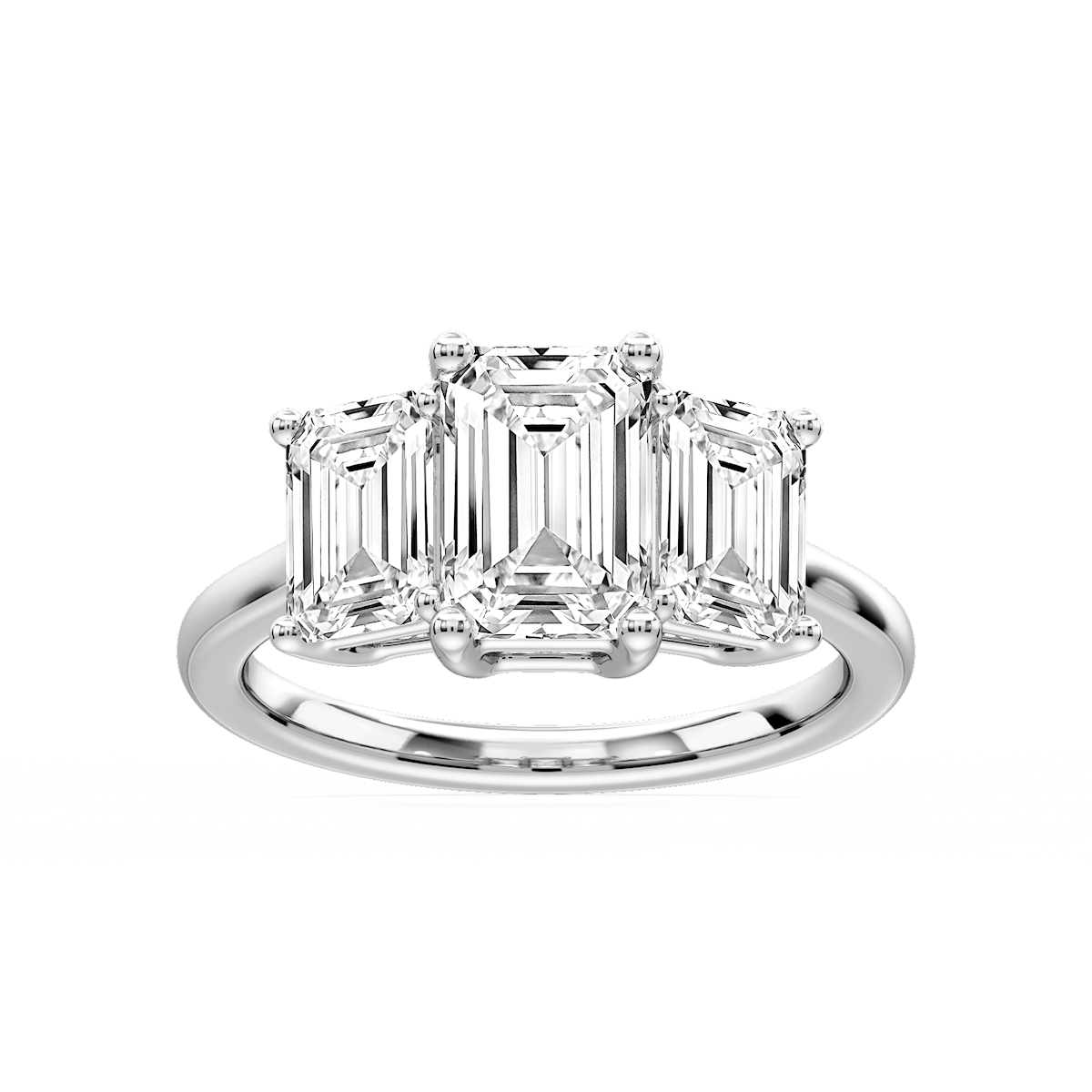 Lola Emerald Lab Grown Diamond Three Stone Engagement Ring