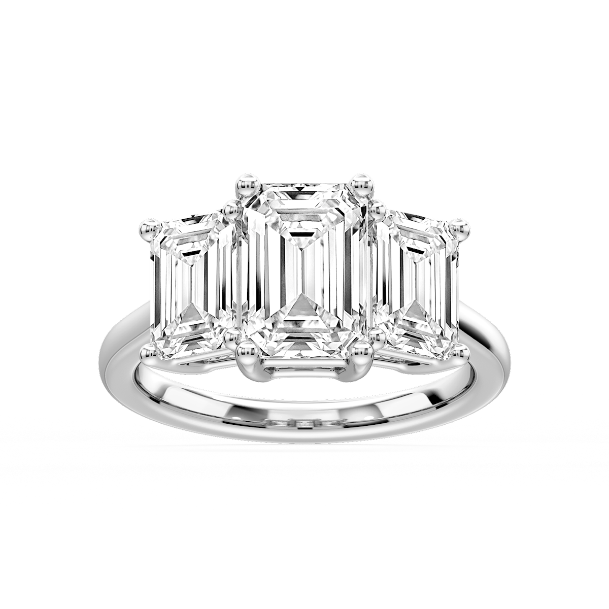 Lola Emerald Lab Grown Diamond Three Stone Engagement Ring