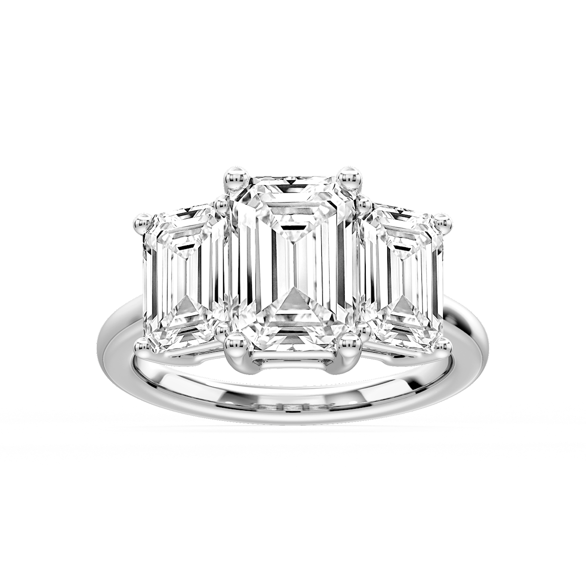 Lola Emerald Lab Grown Diamond Three Stone Engagement Ring