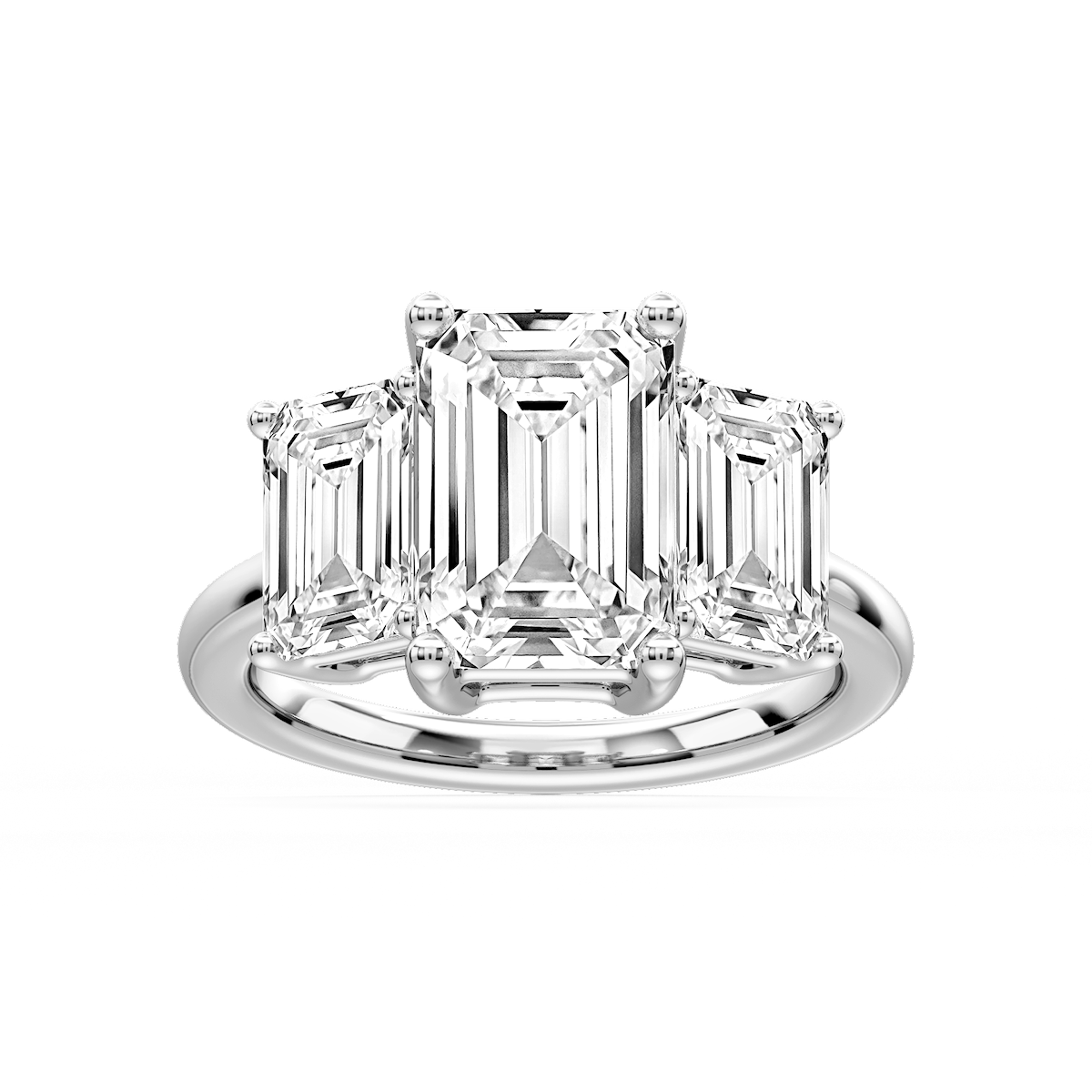 Lola Emerald Lab Grown Diamond Three Stone Engagement Ring