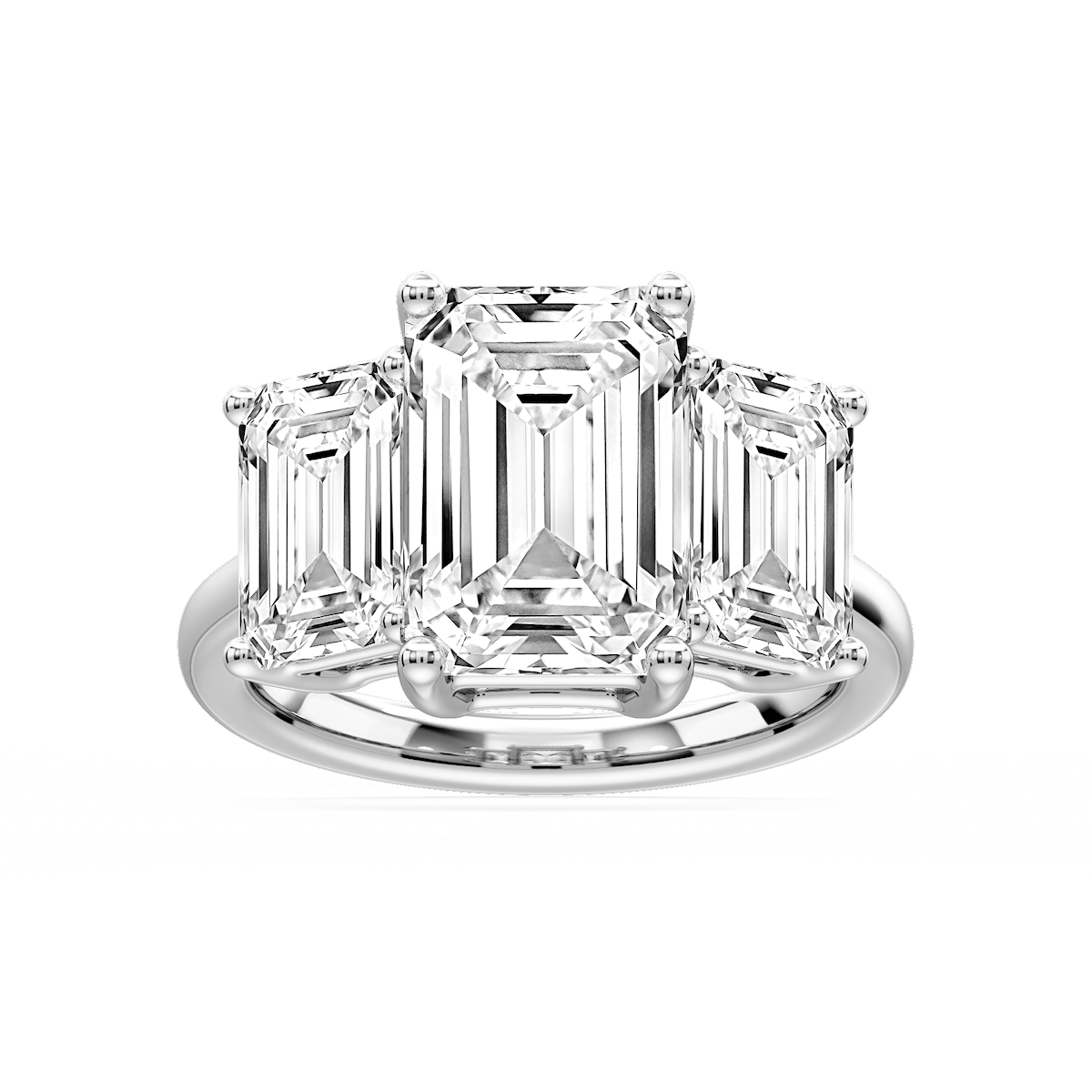 Lola Emerald Lab Grown Diamond Three Stone Engagement Ring