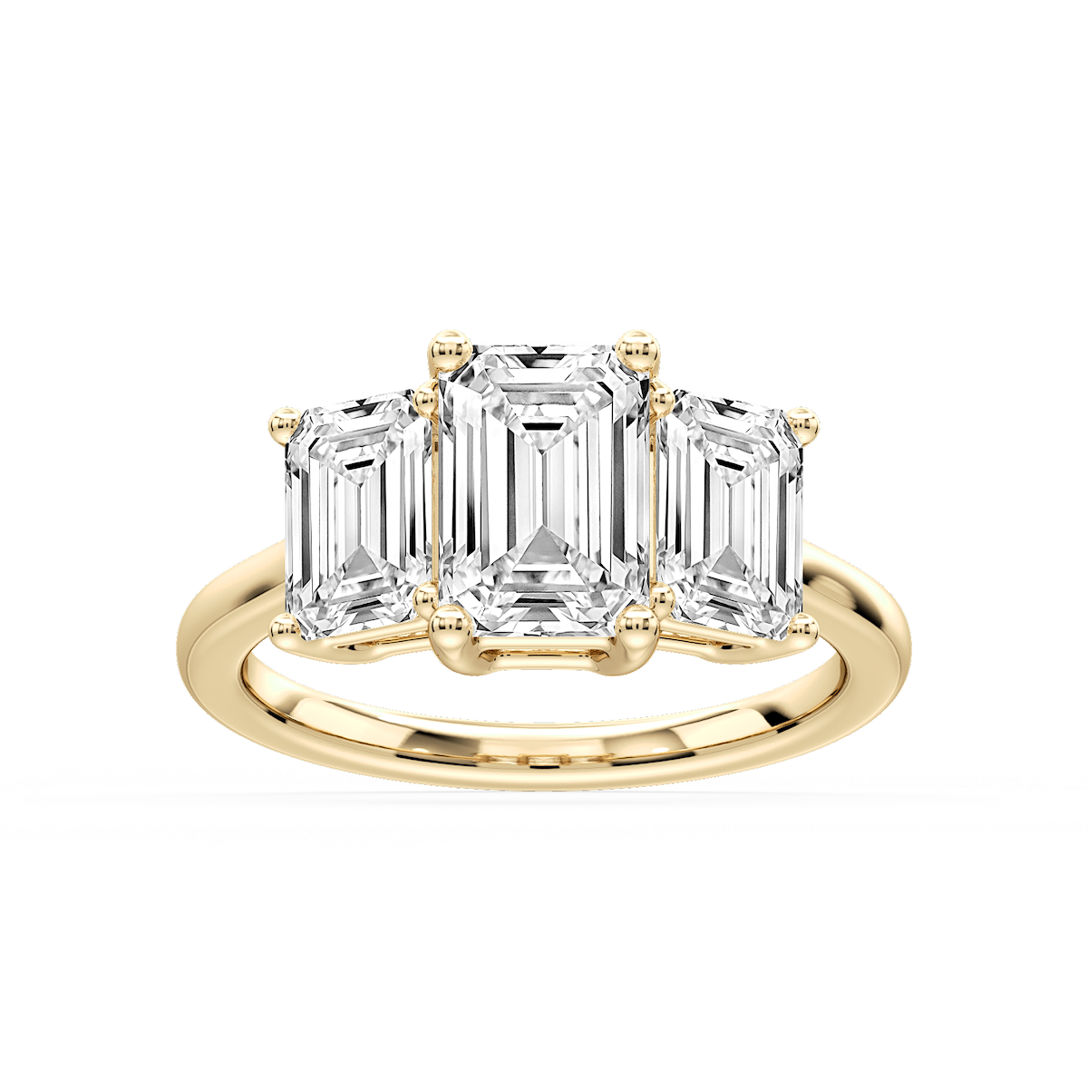 Lola Emerald Lab Grown Diamond Three Stone Engagement Ring