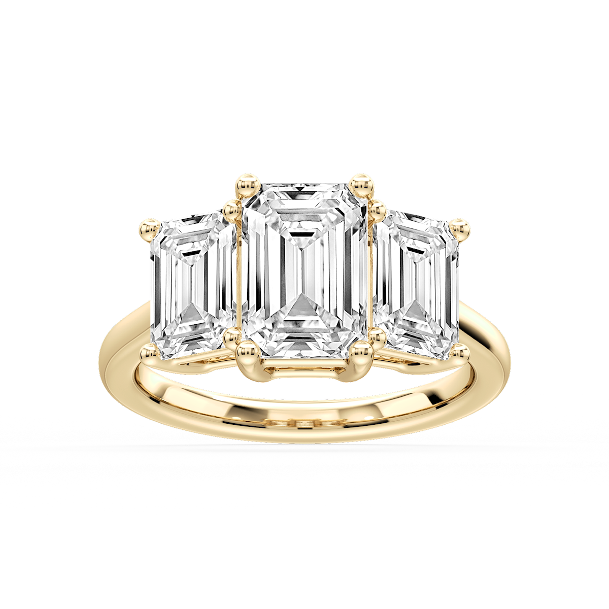Lola Emerald Lab Grown Diamond Three Stone Engagement Ring