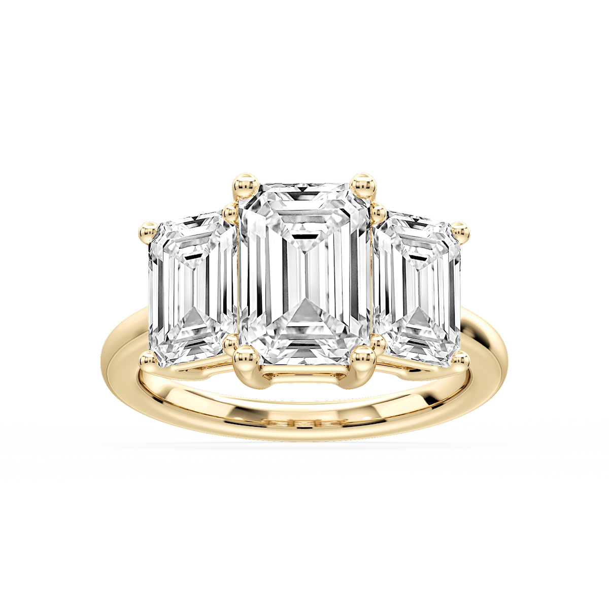 Lola Emerald Lab Grown Diamond Three Stone Engagement Ring