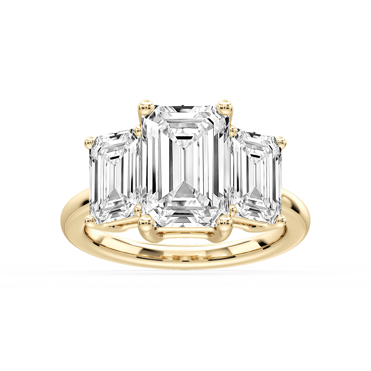 Lola Emerald Lab Grown Diamond Three Stone Engagement Ring