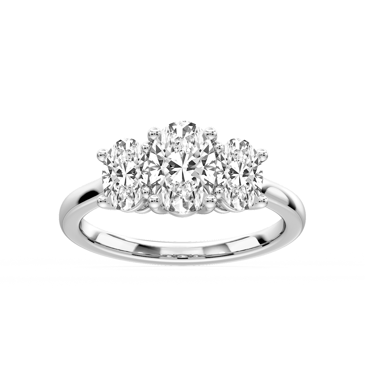 Lola Oval Lab Grown Diamond Three Stone Engagement Ring