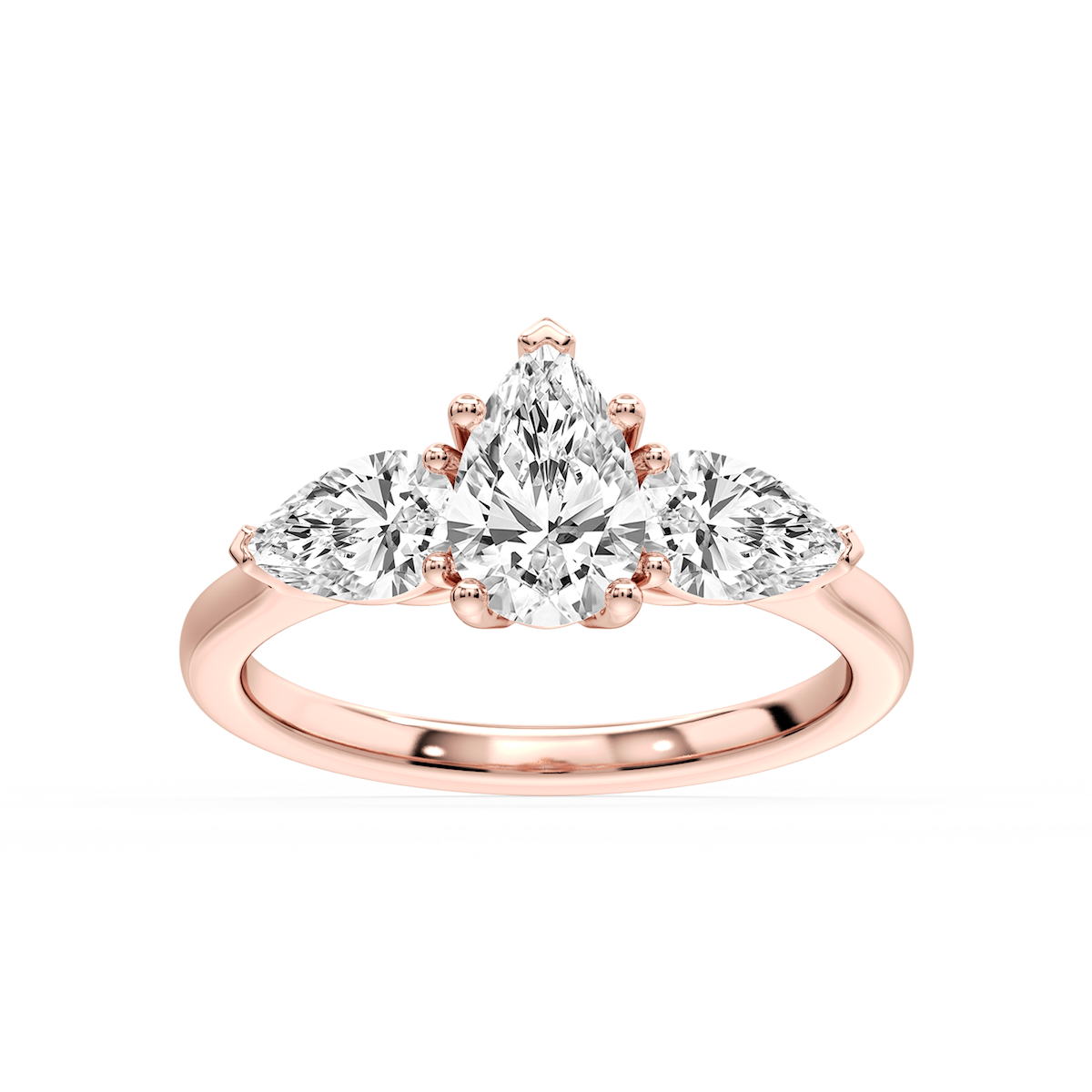 Lola Pear Lab Grown Diamond Three Stone Engagement Ring