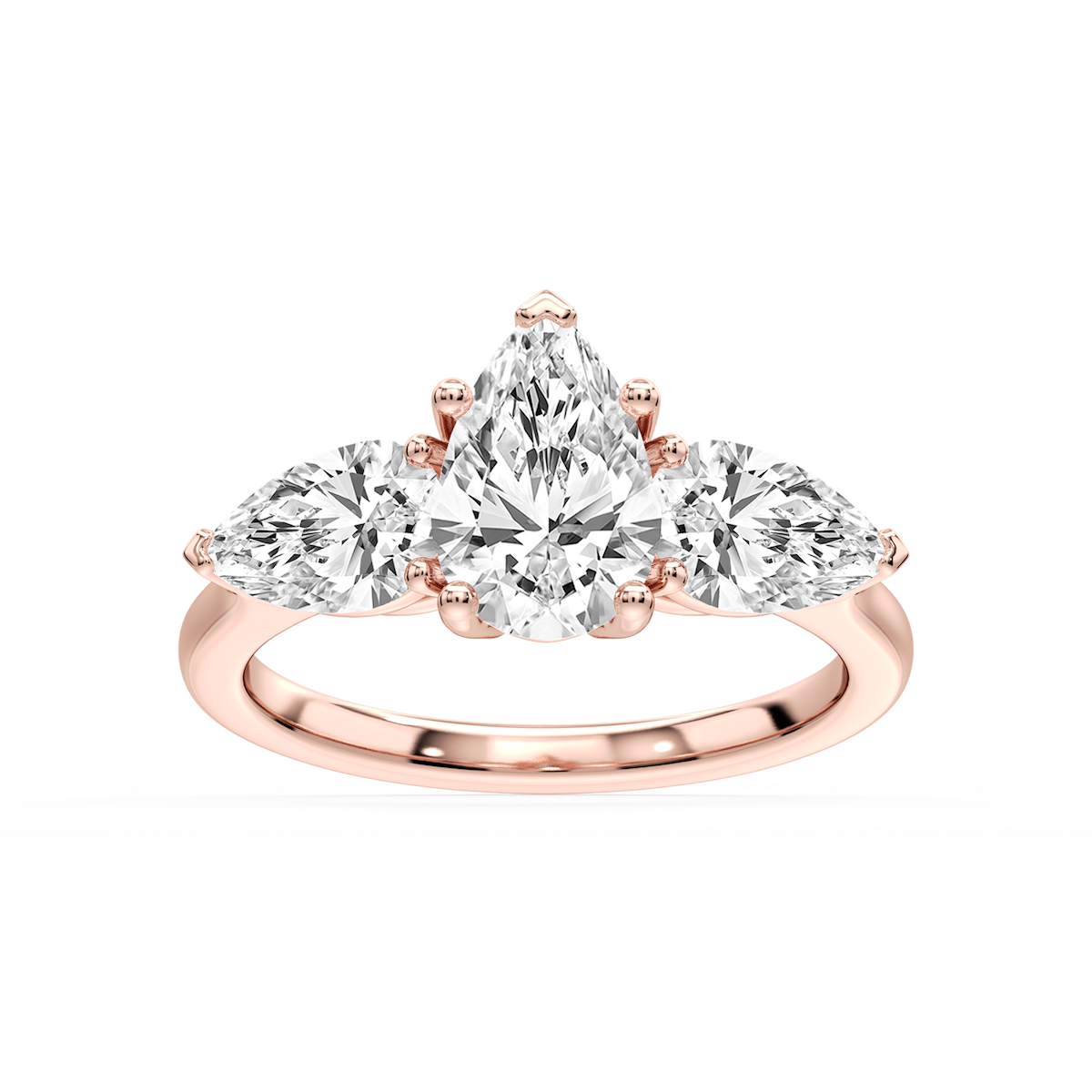 Lola Pear Lab Grown Diamond Three Stone Engagement Ring
