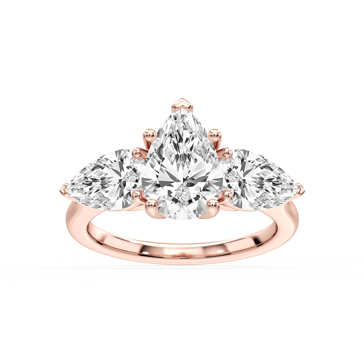 Lola Pear Lab Grown Diamond Three Stone Engagement Ring