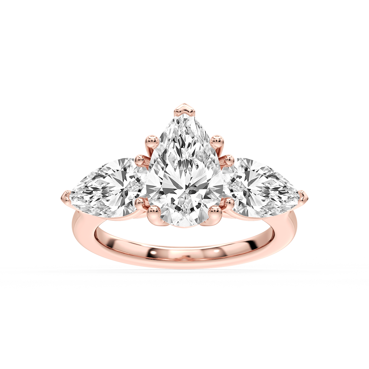 Lola Pear Lab Grown Diamond Three Stone Engagement Ring