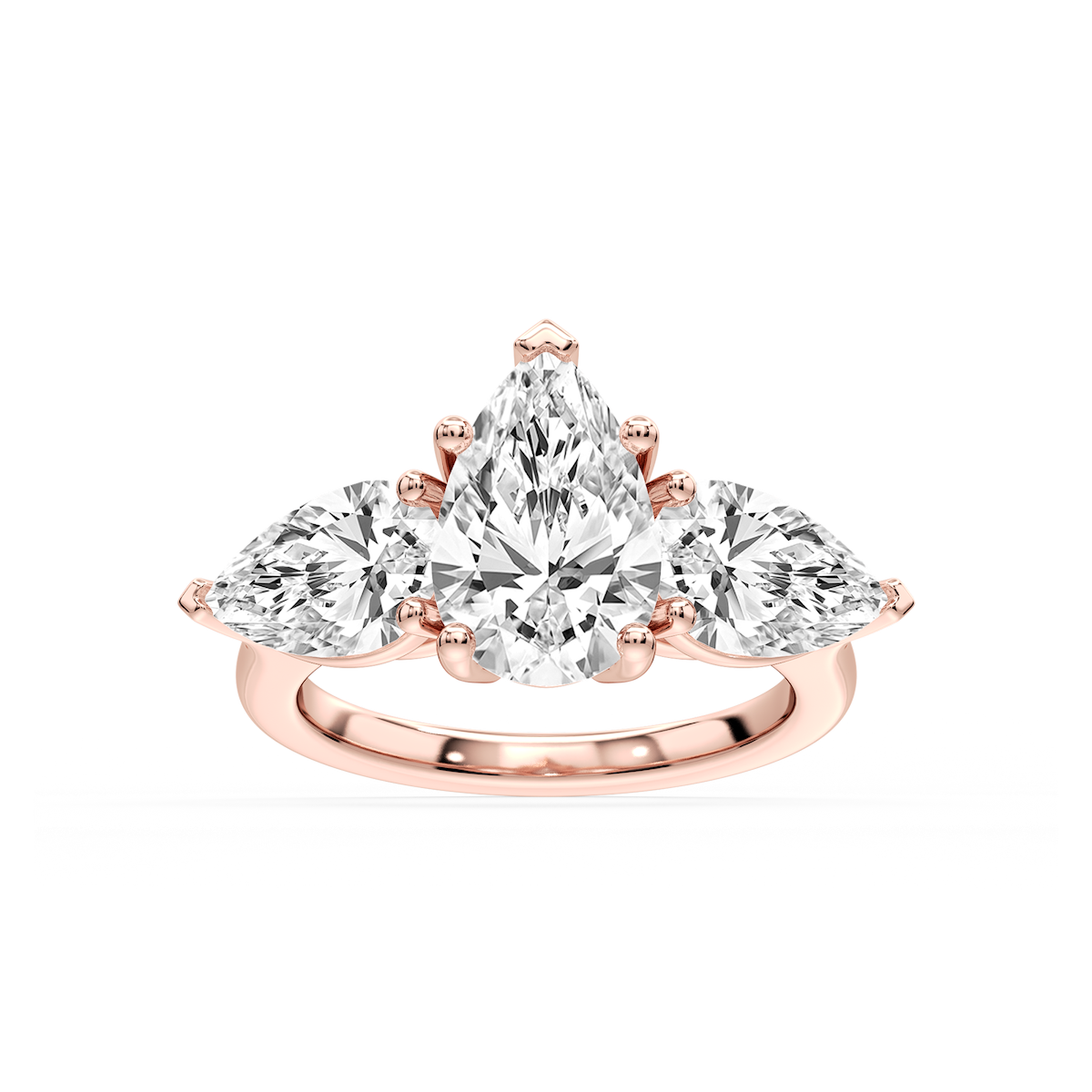 Lola Pear Lab Grown Diamond Three Stone Engagement Ring