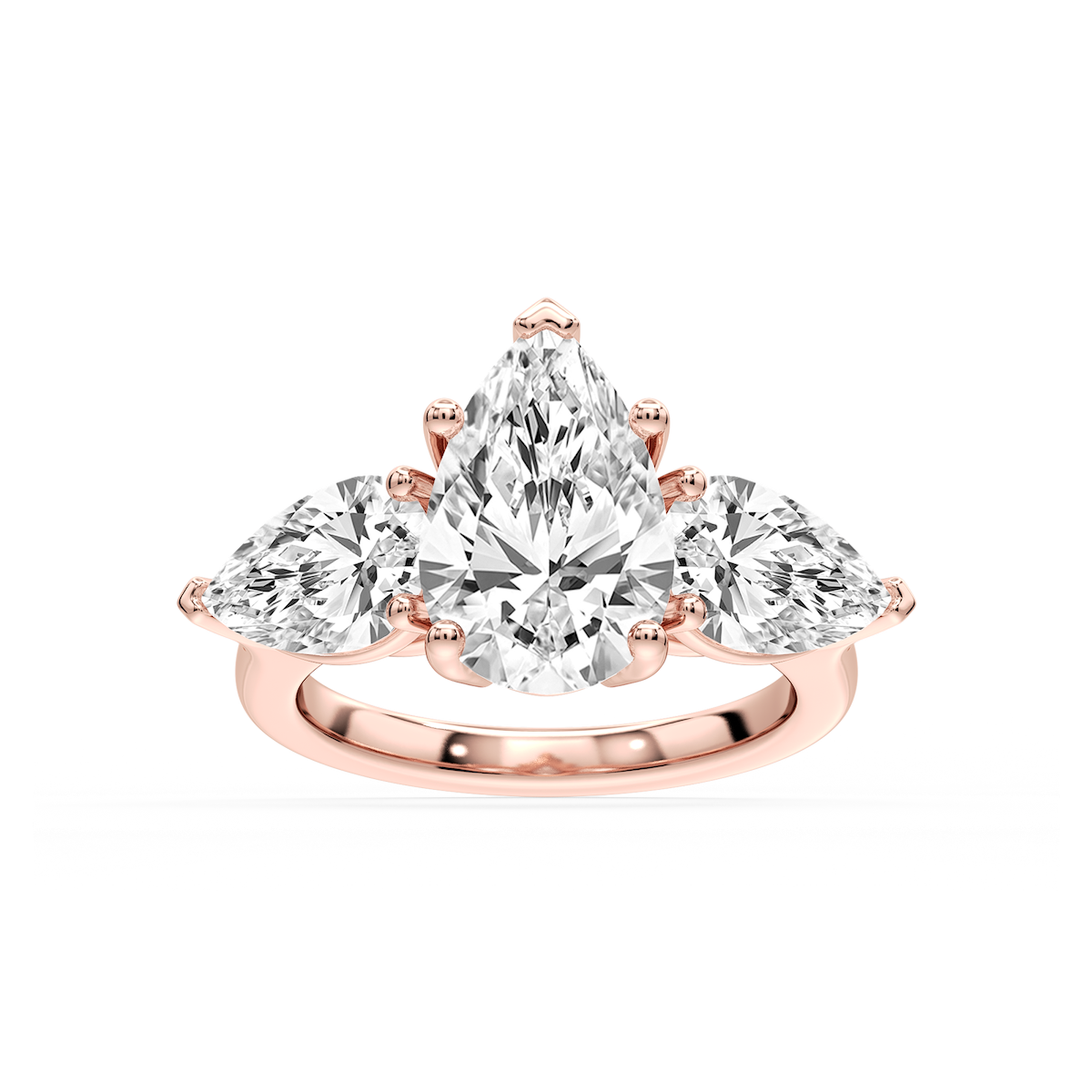 Lola Pear Lab Grown Diamond Three Stone Engagement Ring
