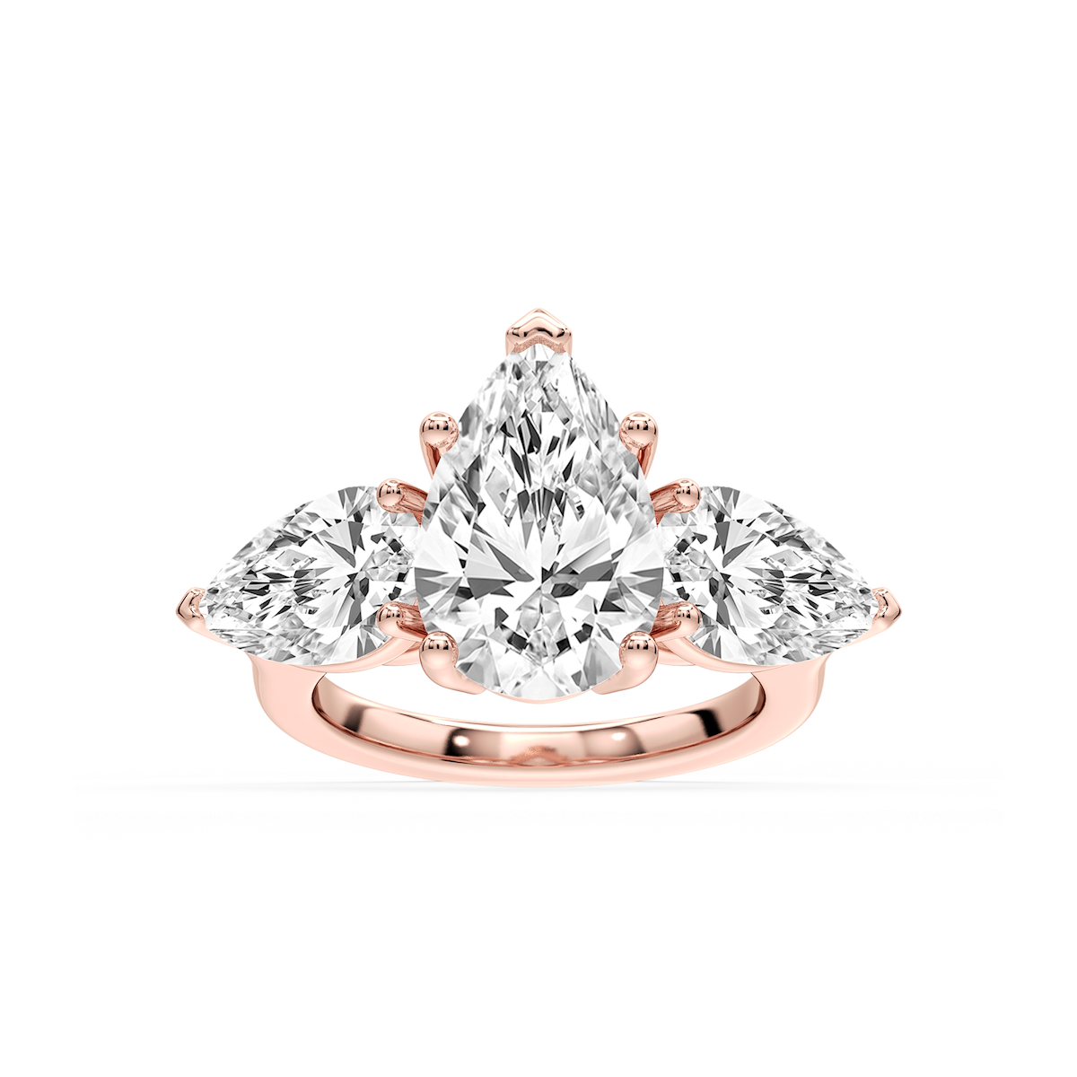 Lola Pear Lab Grown Diamond Three Stone Engagement Ring