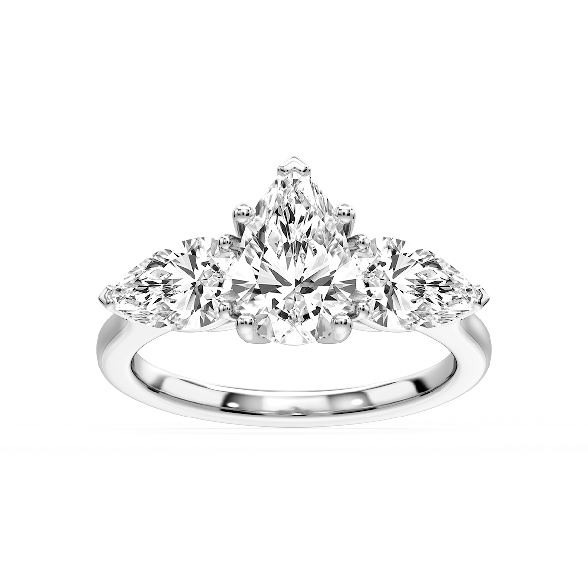 Lola Pear Lab Grown Diamond Three Stone Engagement Ring
