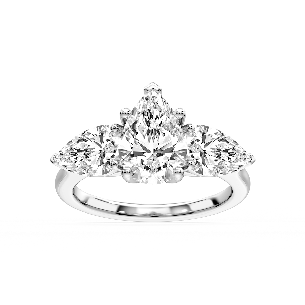 Lola Pear Lab Grown Diamond Three Stone Engagement Ring