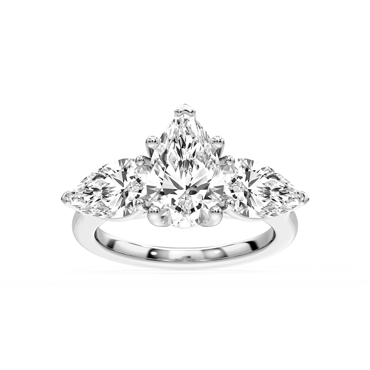 Lola Pear Lab Grown Diamond Three Stone Engagement Ring