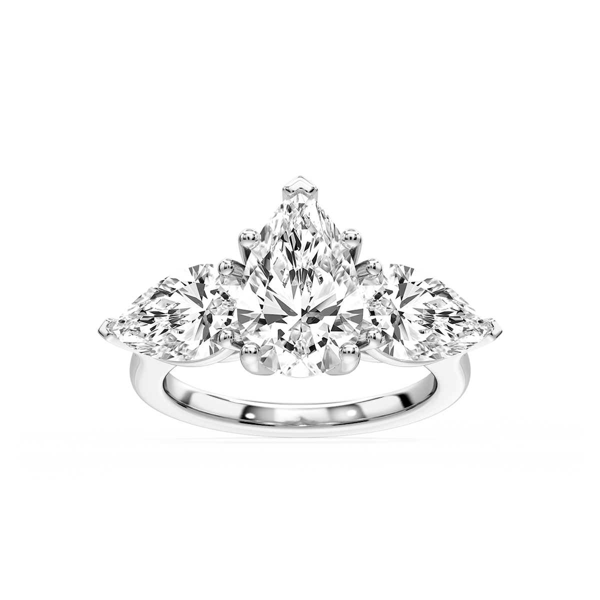 Lola Pear Lab Grown Diamond Three Stone Engagement Ring
