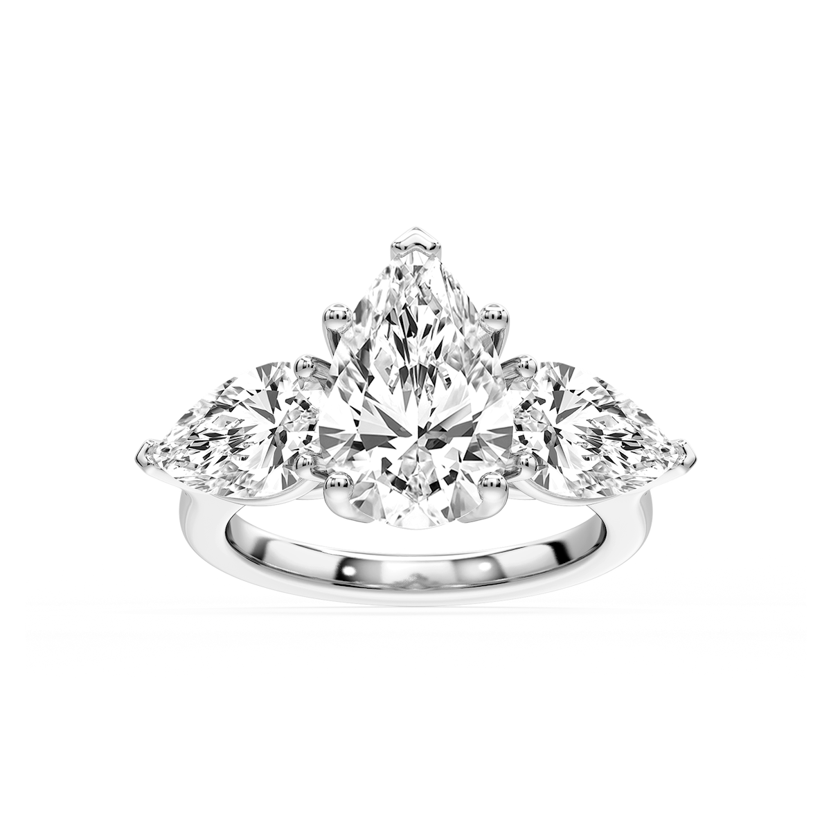 Lola Pear Lab Grown Diamond Three Stone Engagement Ring
