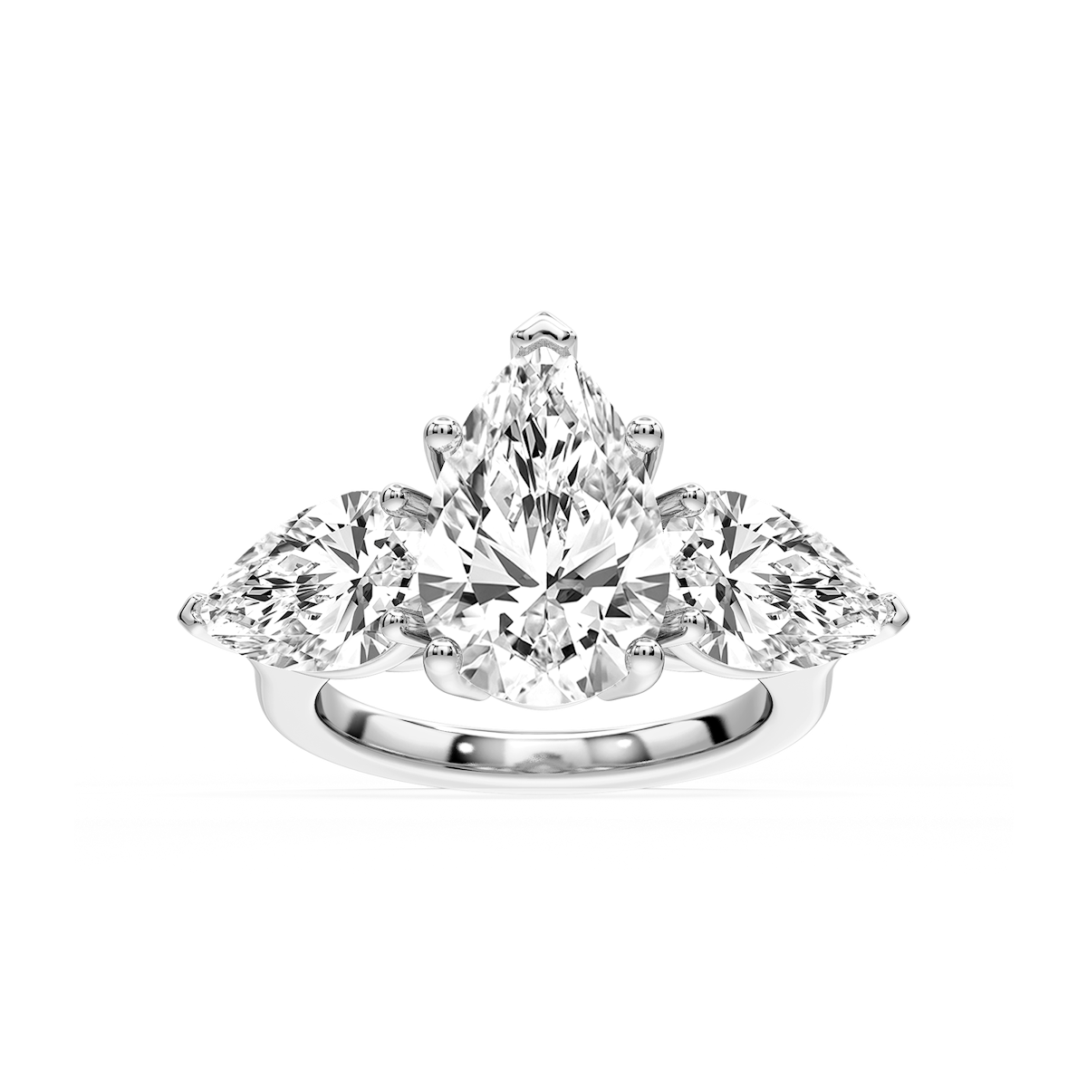 Lola Pear Lab Grown Diamond Three Stone Engagement Ring