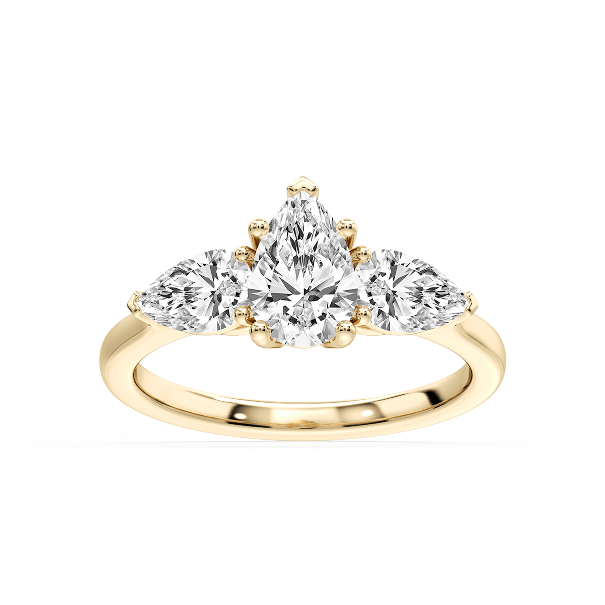 Lola Pear Lab Grown Diamond Three Stone Engagement Ring