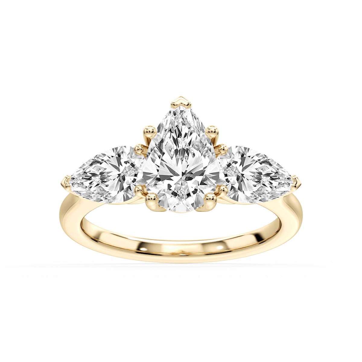 Lola Pear Lab Grown Diamond Three Stone Engagement Ring