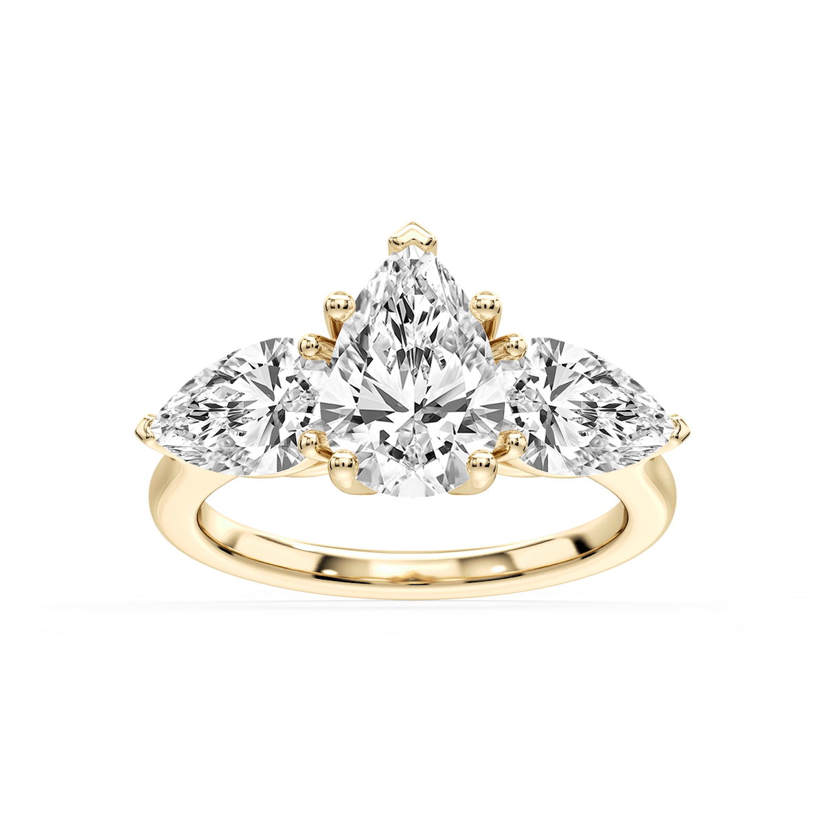 Lola Pear Lab Grown Diamond Three Stone Engagement Ring