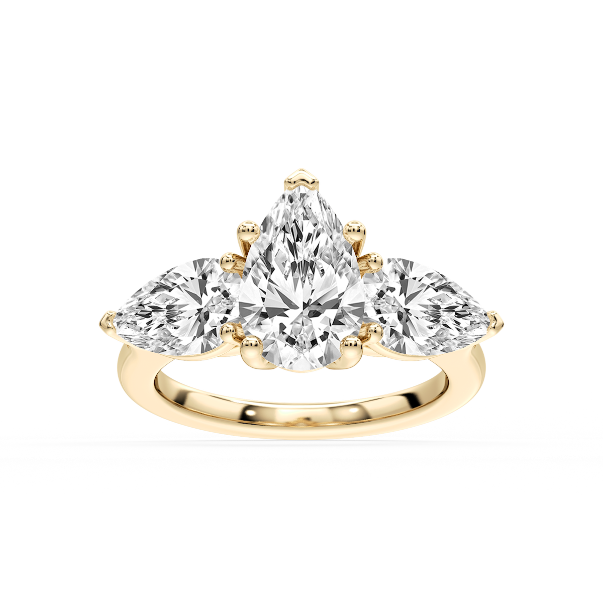 Lola Pear Lab Grown Diamond Three Stone Engagement Ring