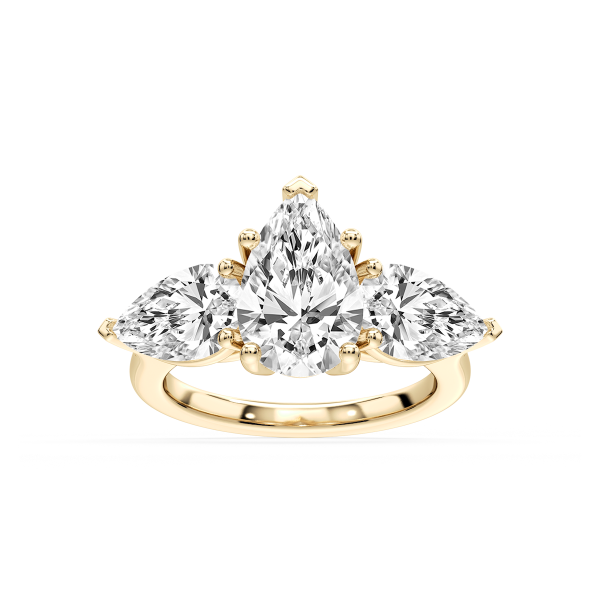 Lola Pear Lab Grown Diamond Three Stone Engagement Ring