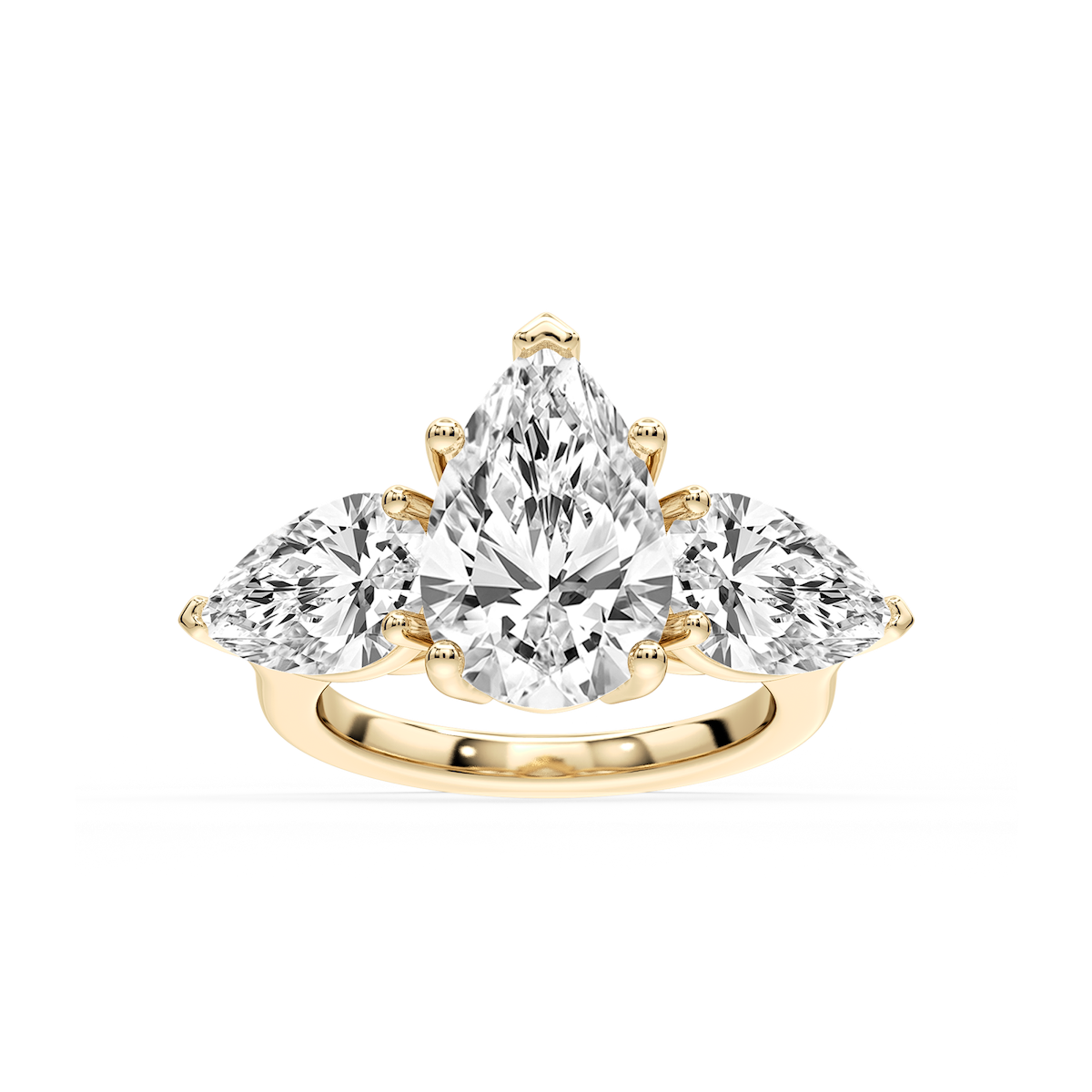 Lola Pear Lab Grown Diamond Three Stone Engagement Ring