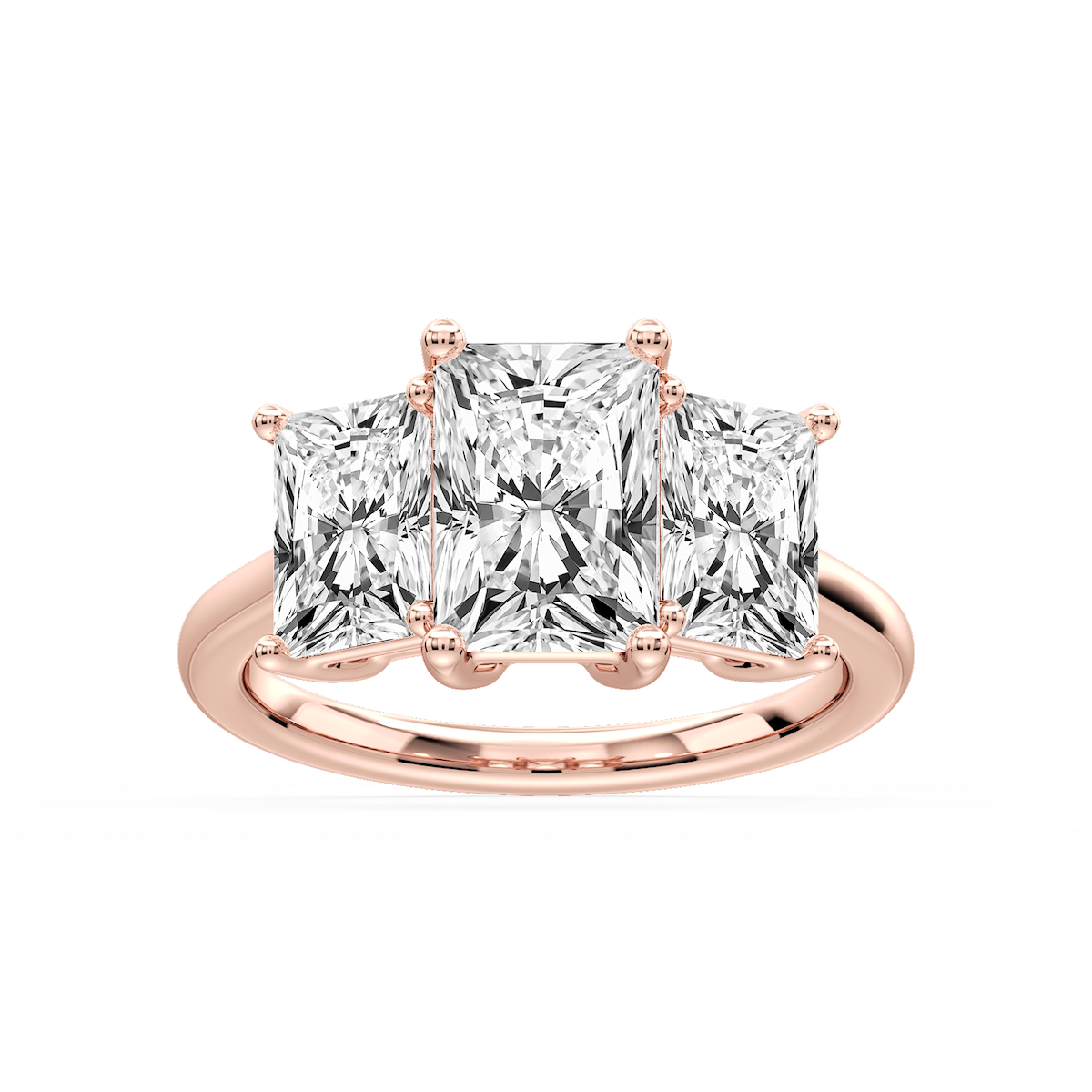 Lola Radiant Lab Grown Diamond Three Stone Engagement Ring