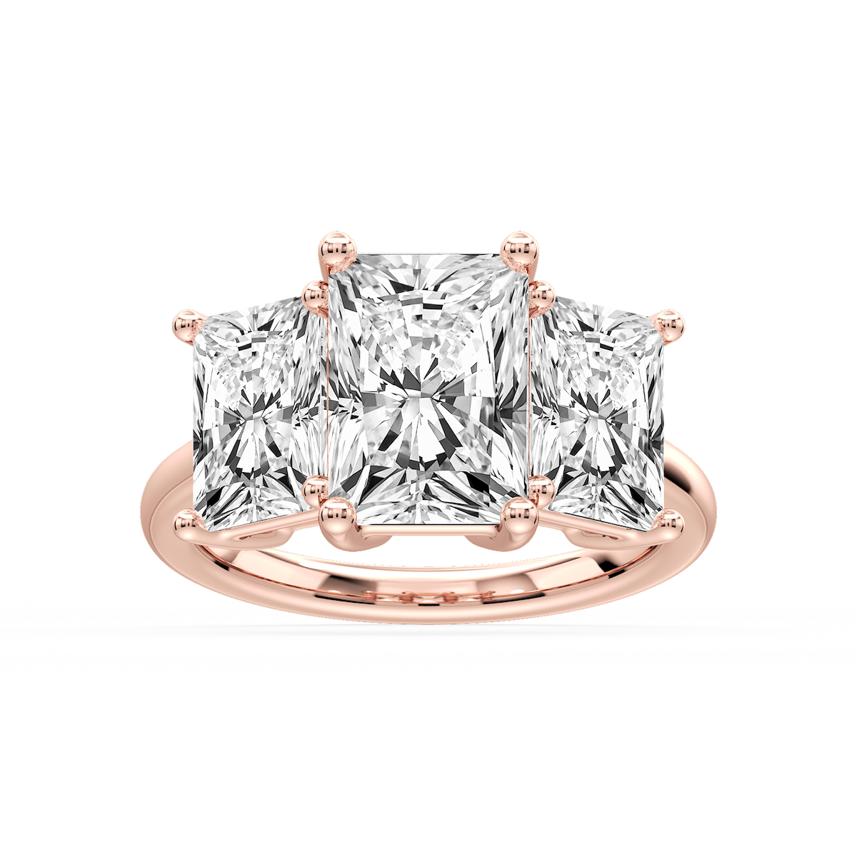 Lola Radiant Lab Grown Diamond Three Stone Engagement Ring