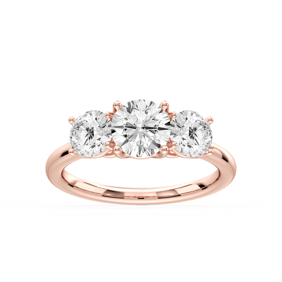 Lola Round Lab Grown Diamond Three Stone Engagement Ring
