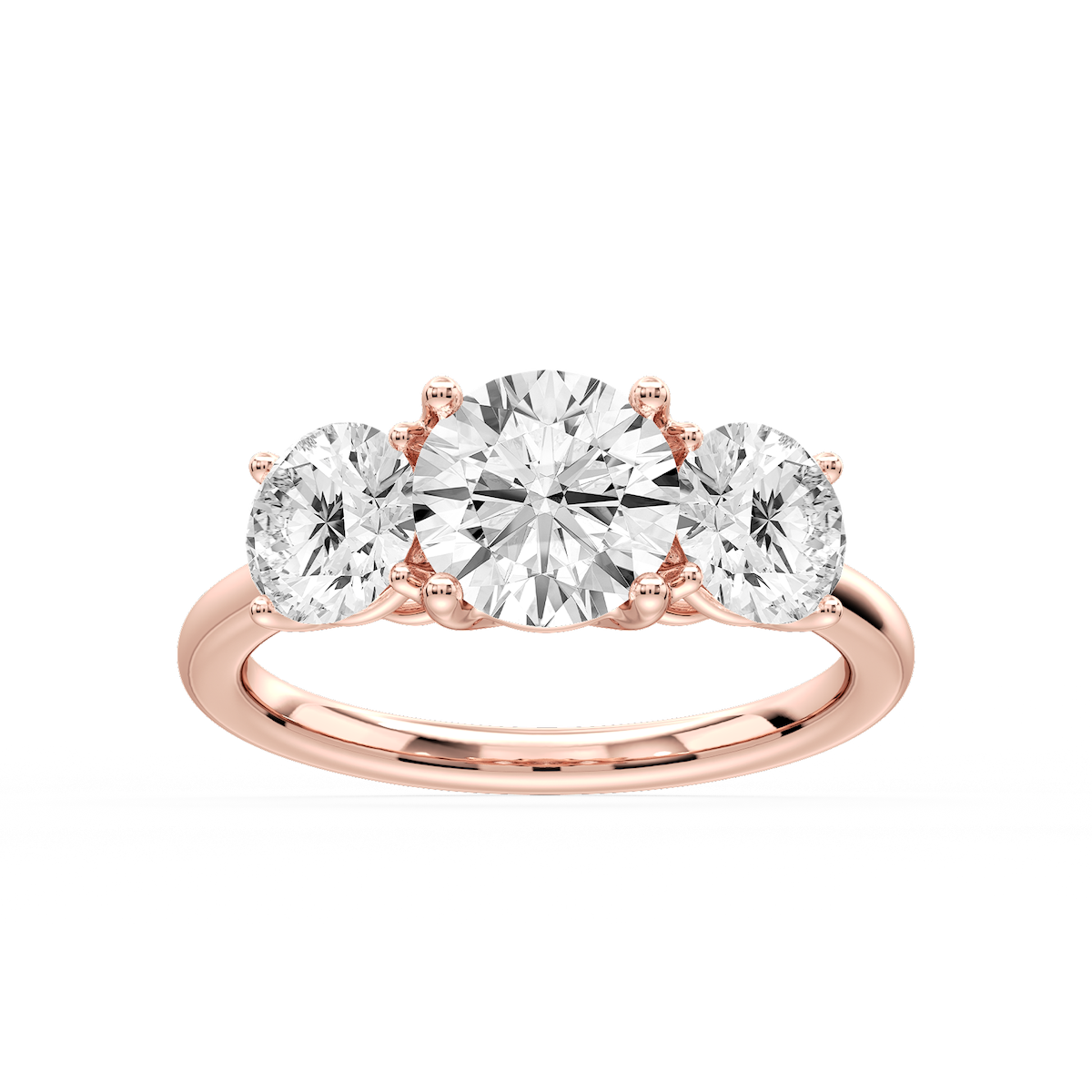 Lola Round Lab Grown Diamond Three Stone Engagement Ring