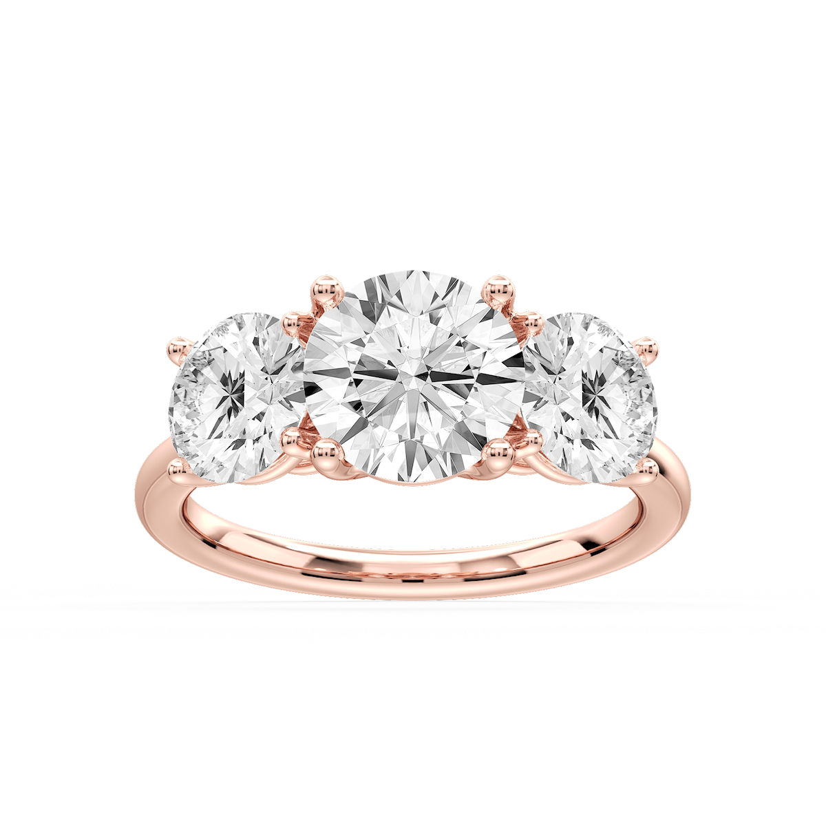 Lola Round Lab Grown Diamond Three Stone Engagement Ring