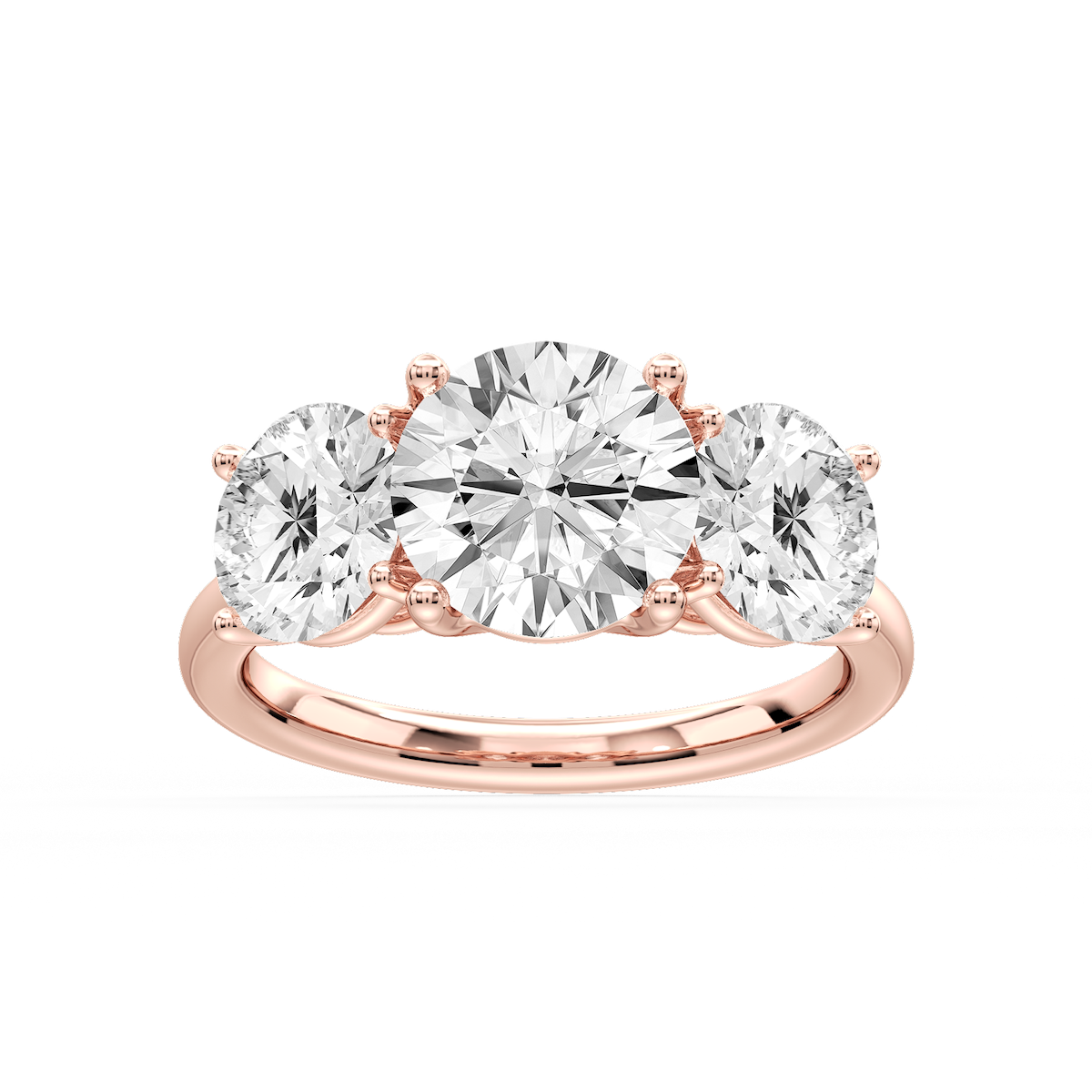 Lola Round Lab Grown Diamond Three Stone Engagement Ring