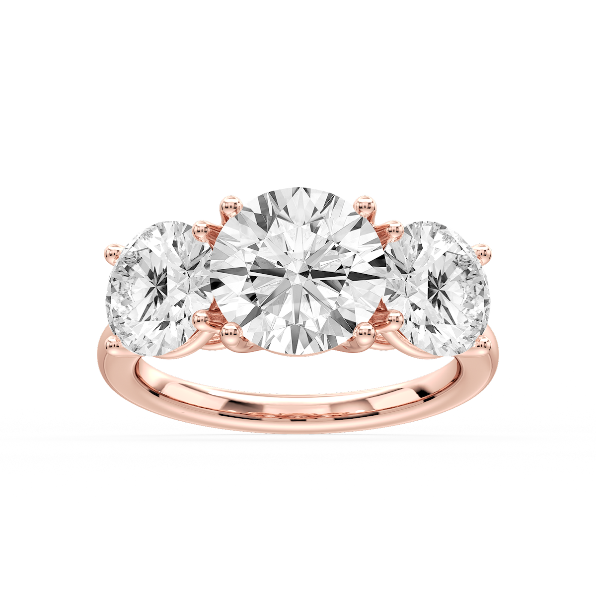 Lola Round Lab Grown Diamond Three Stone Engagement Ring