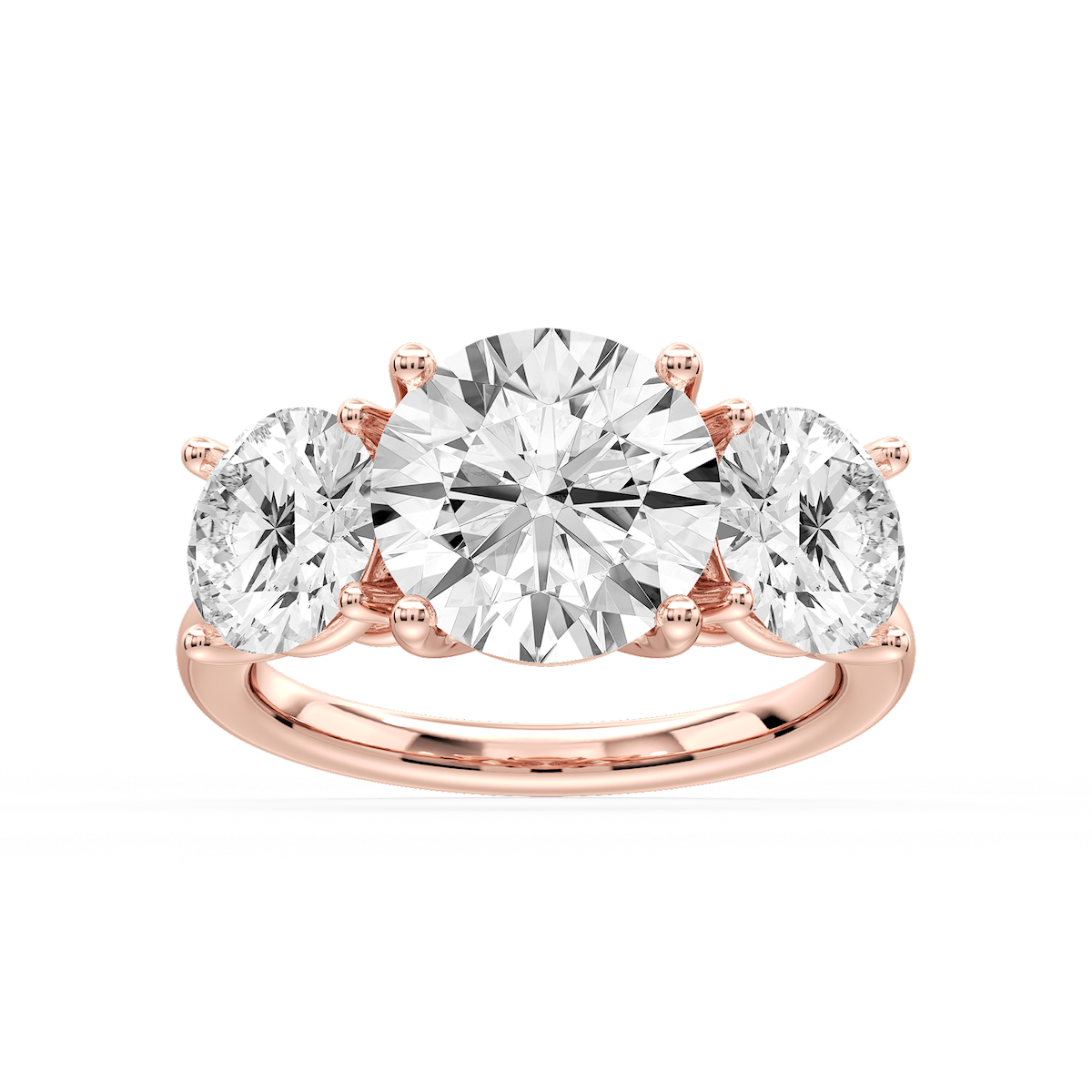 Lola Round Lab Grown Diamond Three Stone Engagement Ring