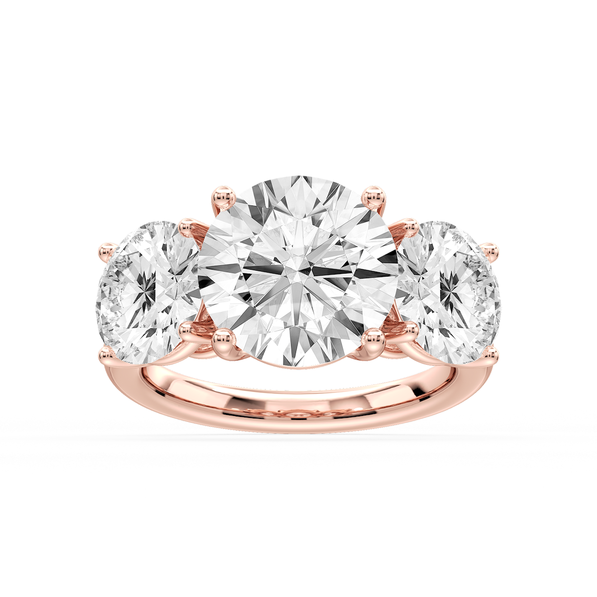 Lola Round Lab Grown Diamond Three Stone Engagement Ring