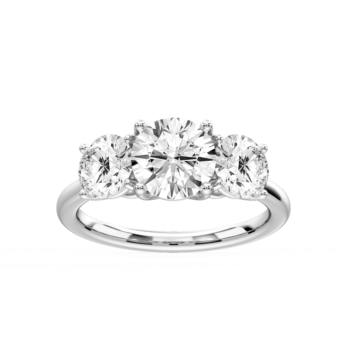 Lola Round Lab Grown Diamond Three Stone Engagement Ring