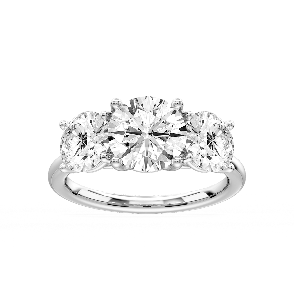 Lola Round Lab Grown Diamond Three Stone Engagement Ring