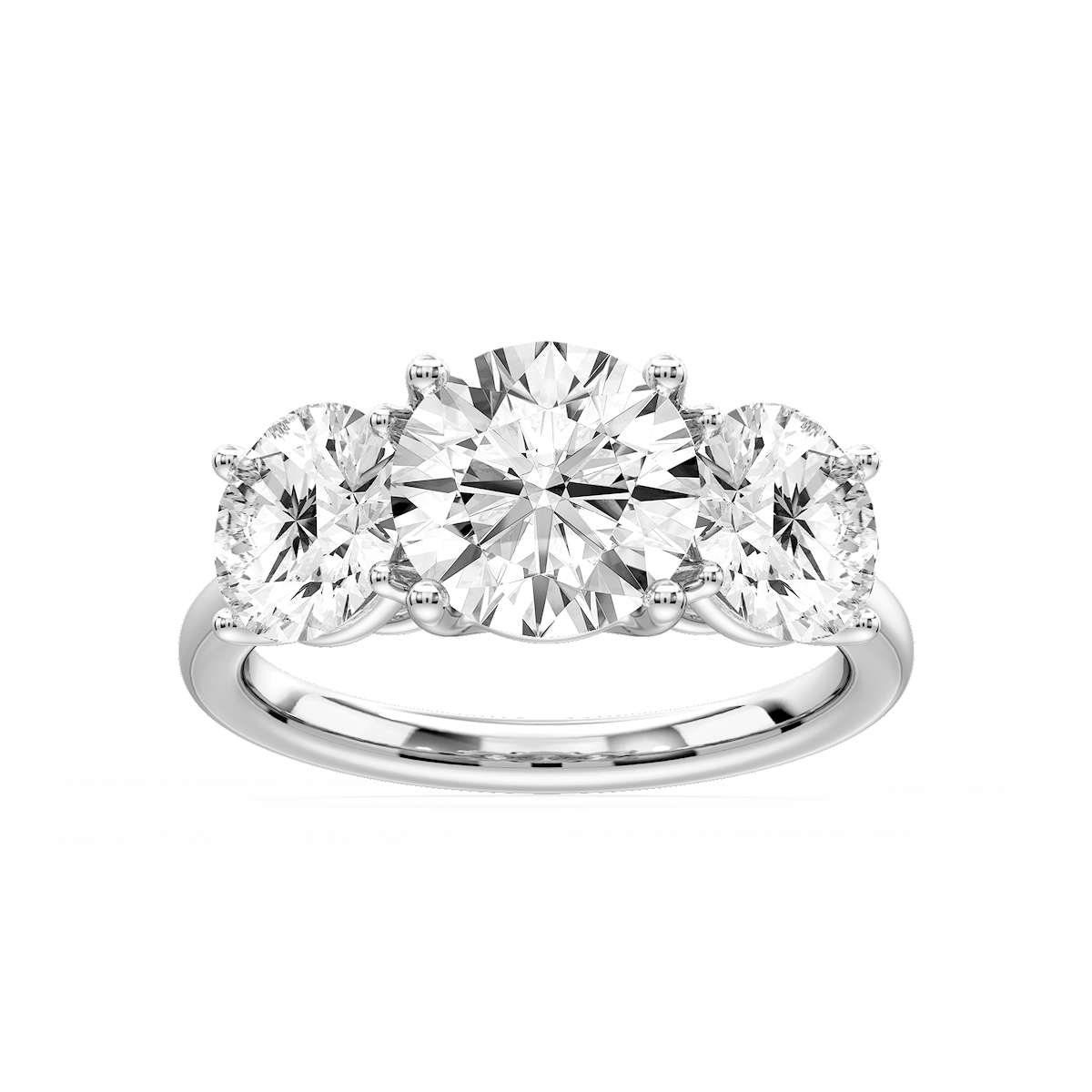 Lola Round Lab Grown Diamond Three Stone Engagement Ring