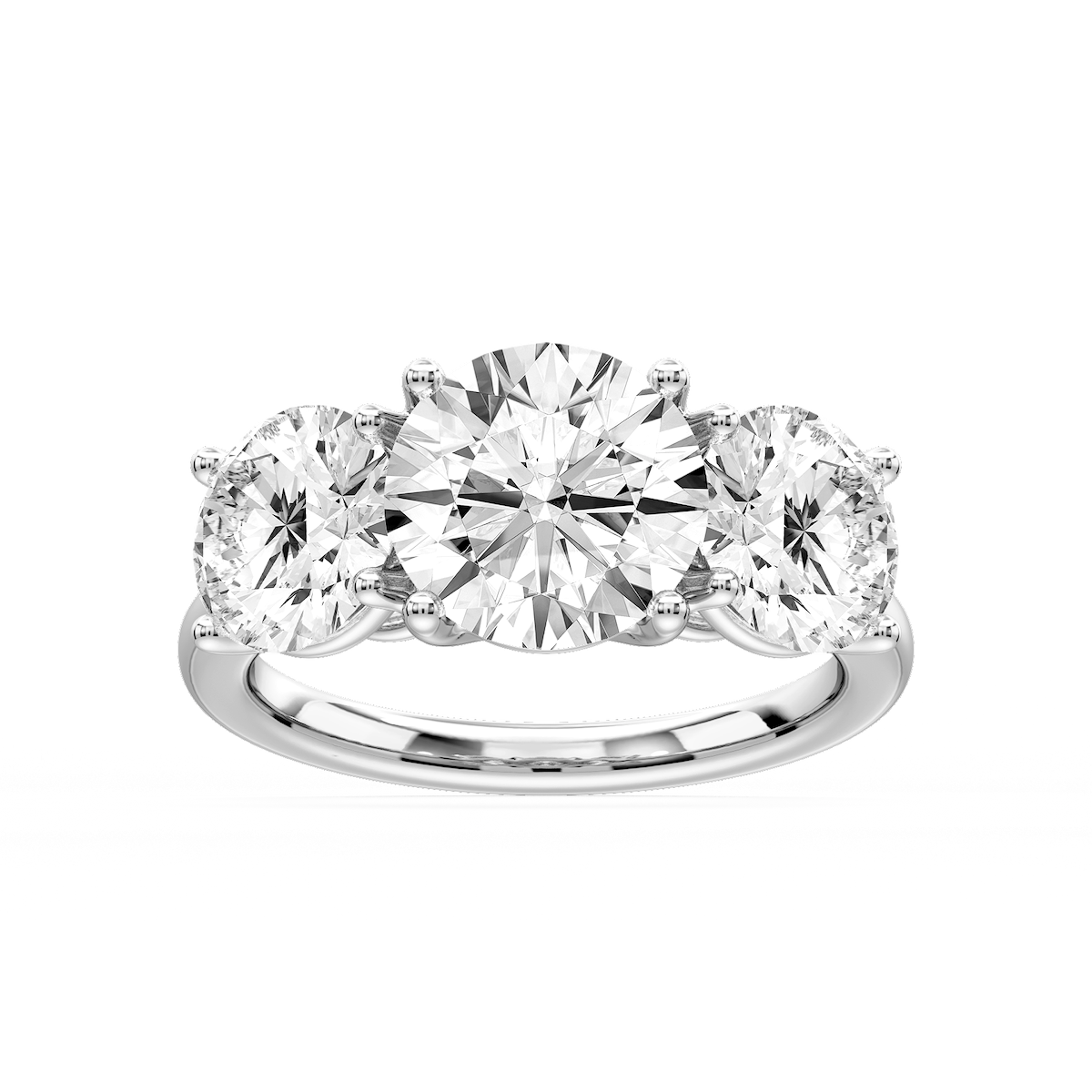 Lola Round Lab Grown Diamond Three Stone Engagement Ring