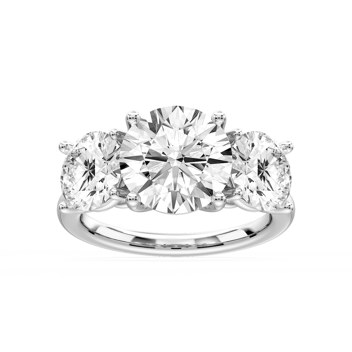 Lola Round Lab Grown Diamond Three Stone Engagement Ring