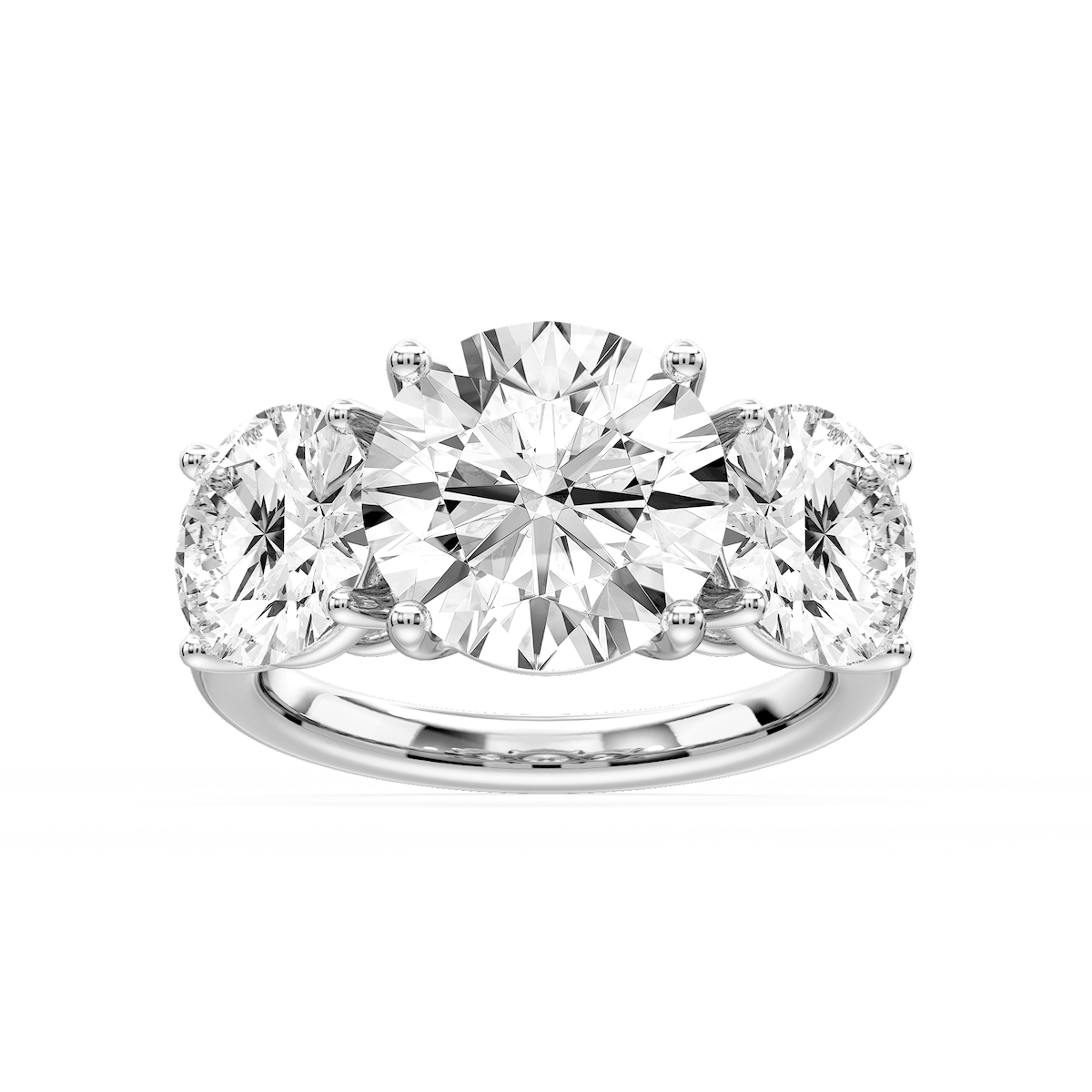 Lola Round Lab Grown Diamond Three Stone Engagement Ring