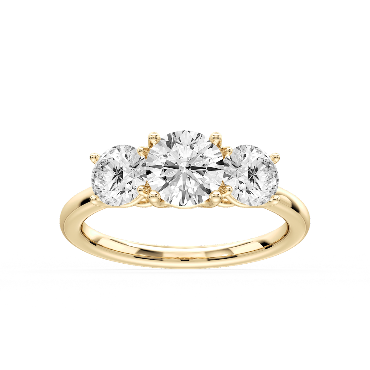 Lola Round Lab Grown Diamond Three Stone Engagement Ring