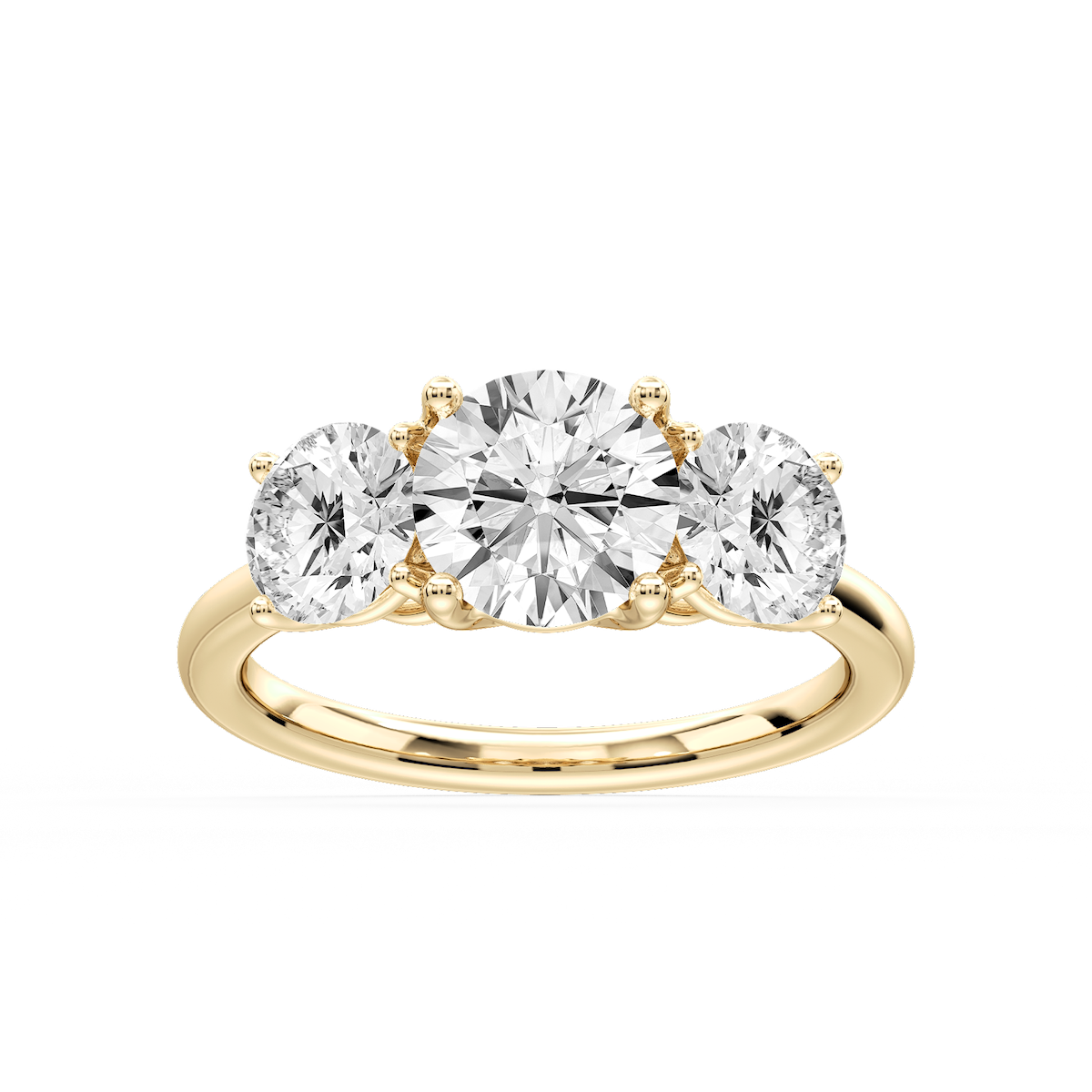 Lola Round Lab Grown Diamond Three Stone Engagement Ring