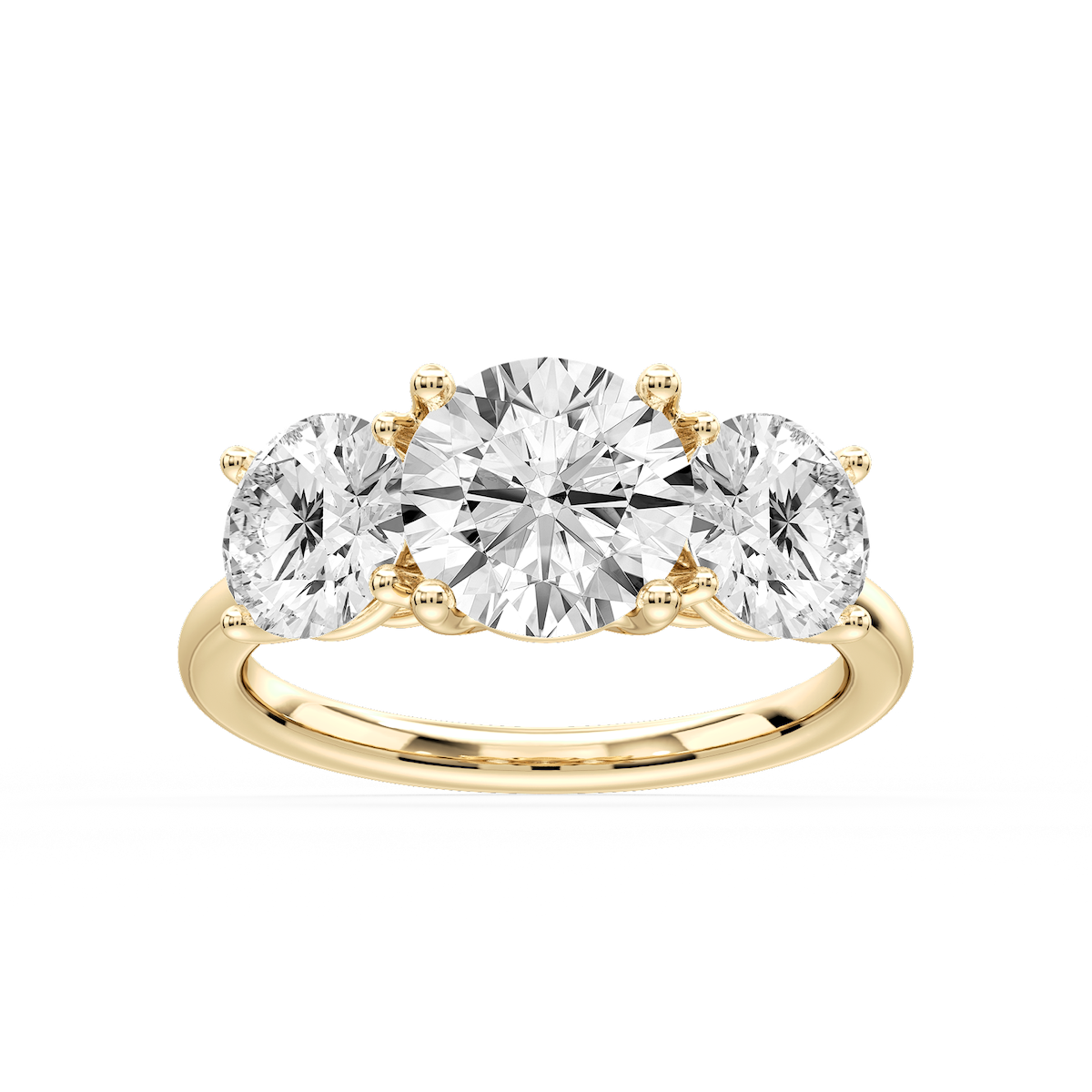 Lola Round Lab Grown Diamond Three Stone Engagement Ring