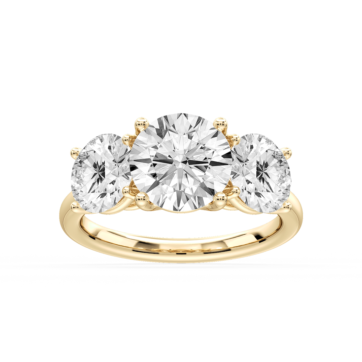 Lola Round Lab Grown Diamond Three Stone Engagement Ring
