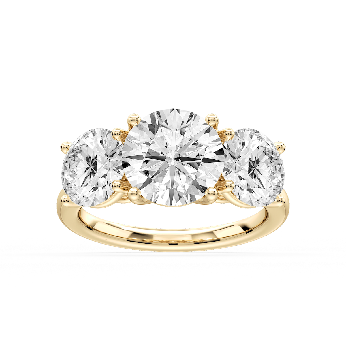 Lola Round Lab Grown Diamond Three Stone Engagement Ring