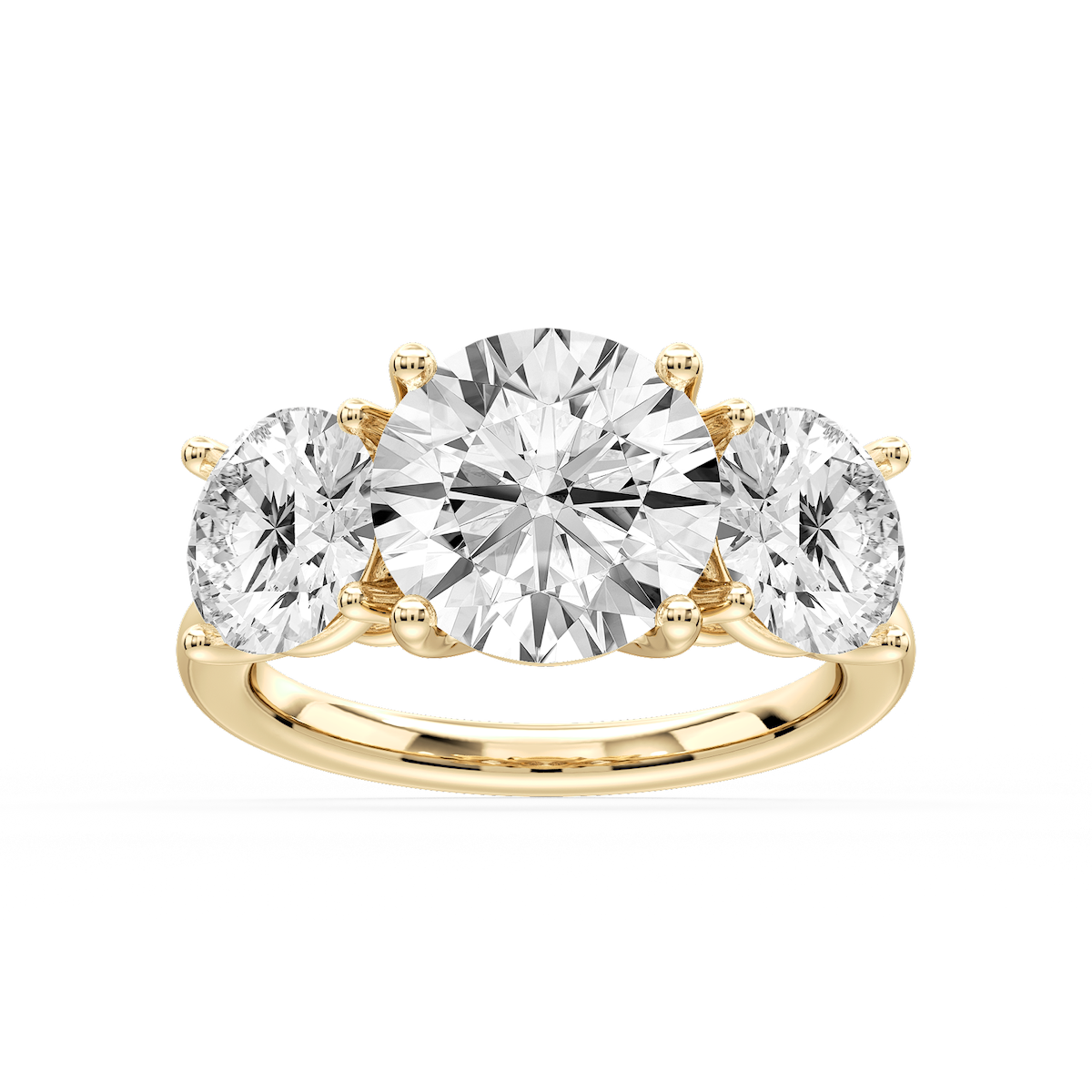 Lola Round Lab Grown Diamond Three Stone Engagement Ring